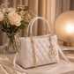 Elegant White Quilted Chain Tote Handbag with Crossbody Strap (Copy)