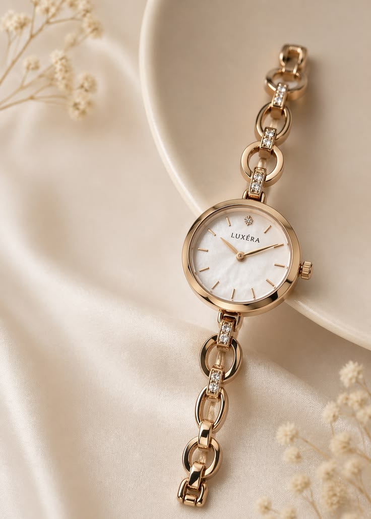 Luxéra Rose Gold Crystal Link Women’s Watch