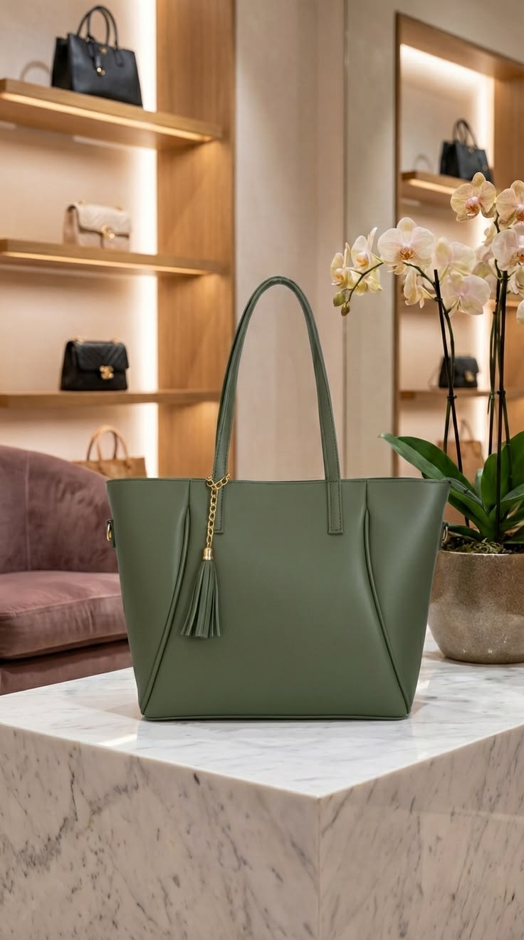 Large Capacity Olive Green Shoulder Tote Bag