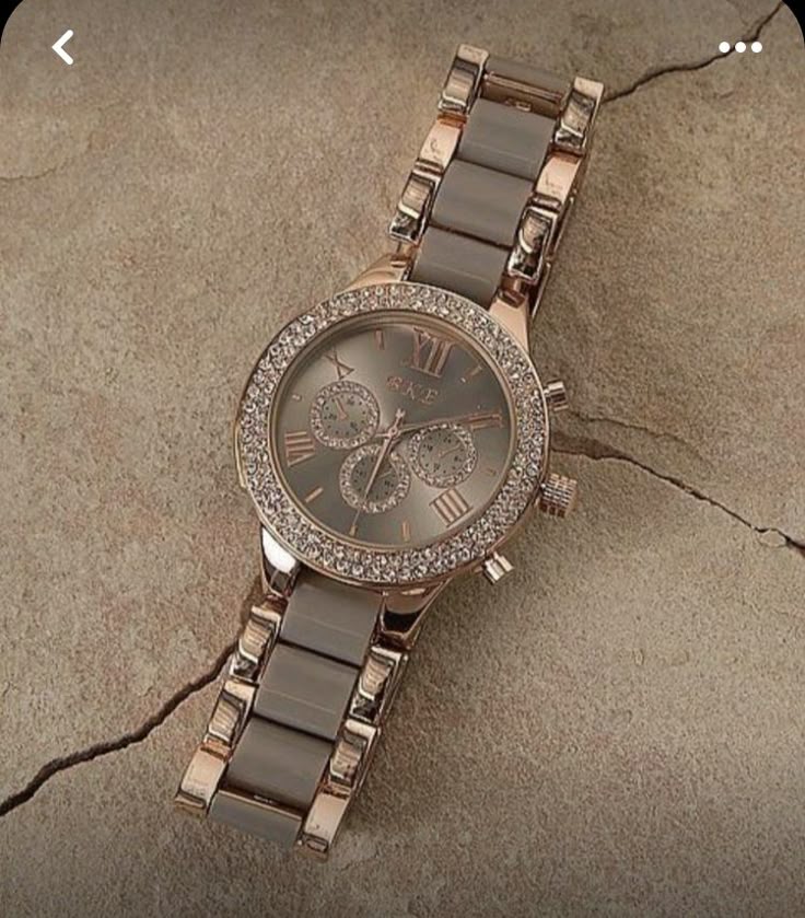 Elegant Rose Gold & Taupe Crystal Chronograph Women's Watch