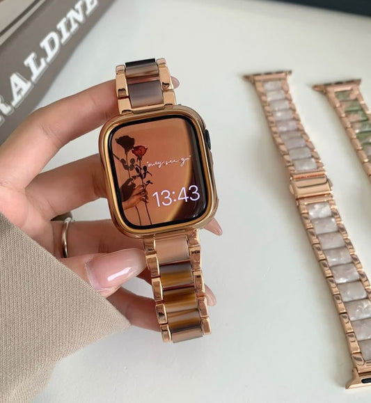 Luxury Rose Gold & Resin Link Bracelet Band for Apple Watch